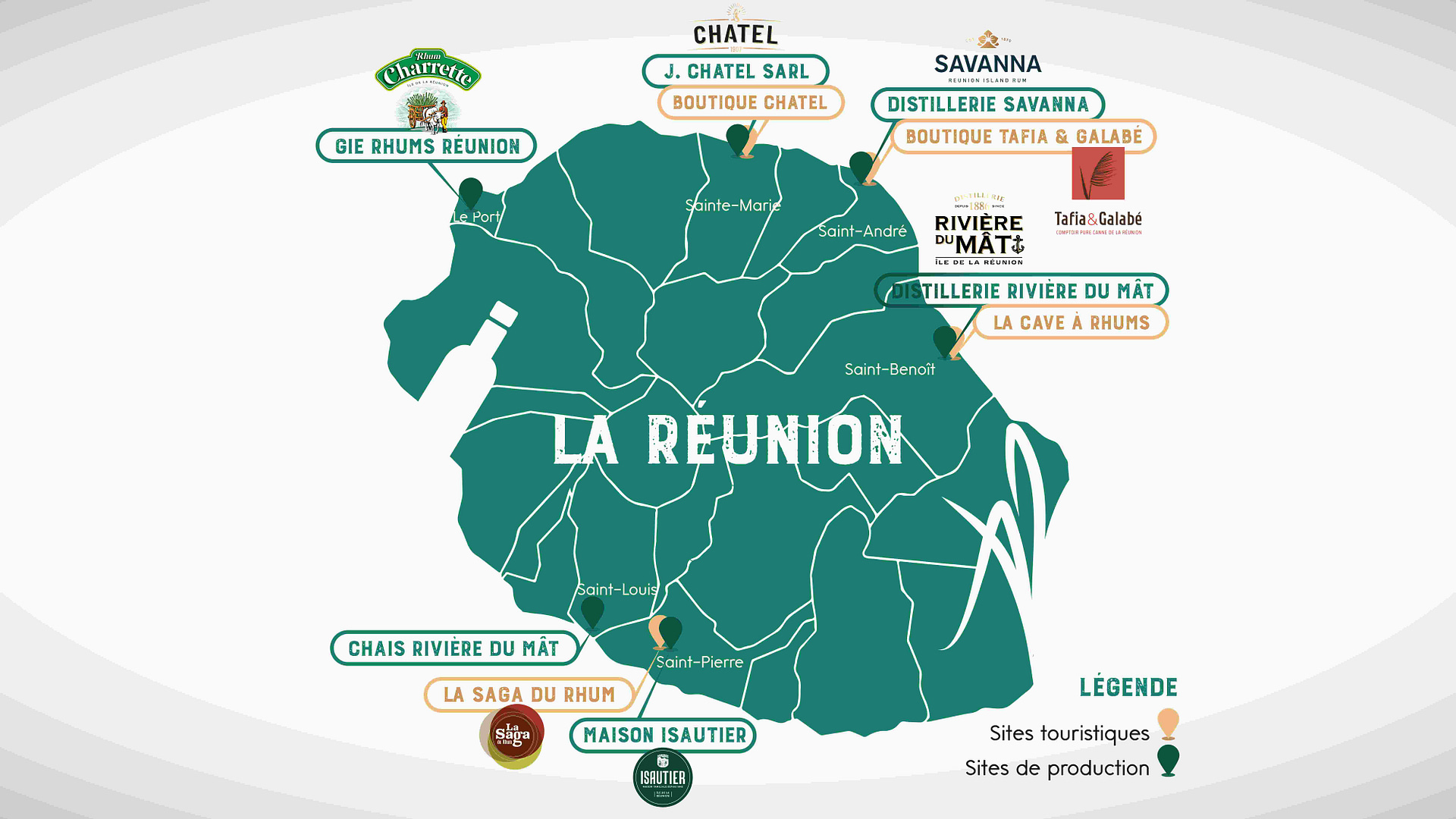 Carte des distilleries de La Réunion